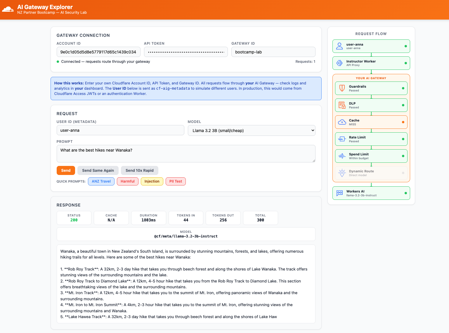 Explorer app connected with credentials