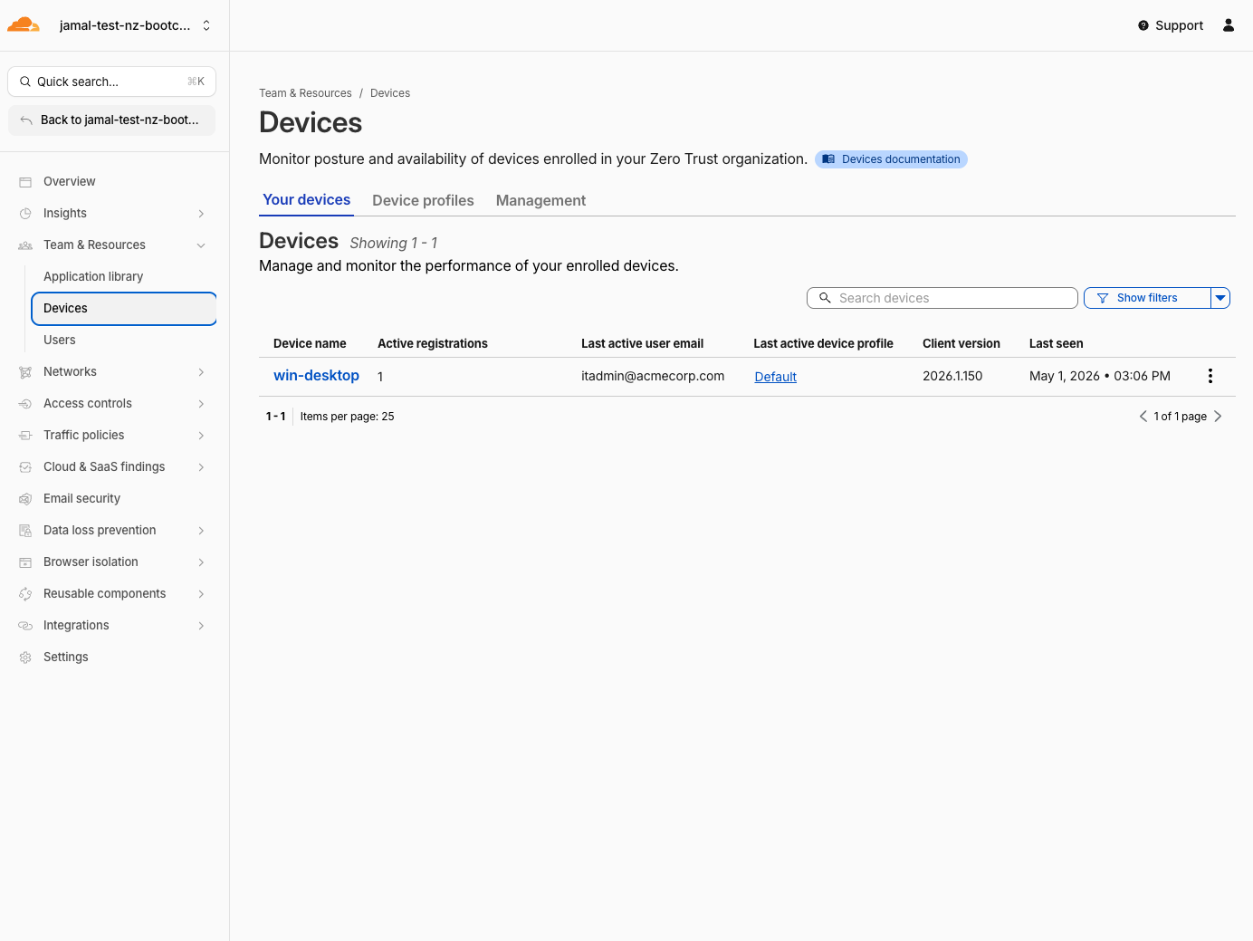 WARP/Cloudflare One Client connected
