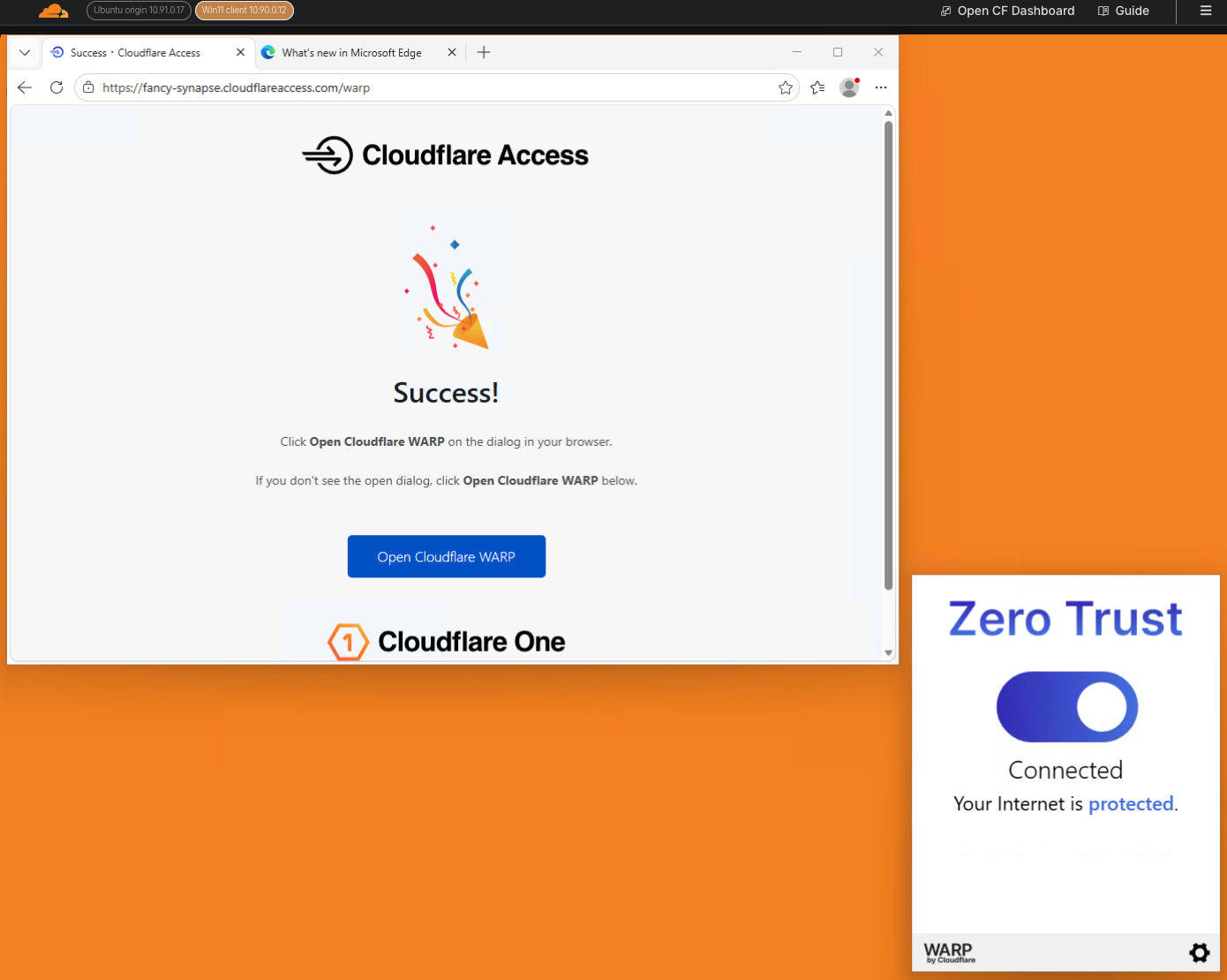 WARP/Cloudflare One Client toggle